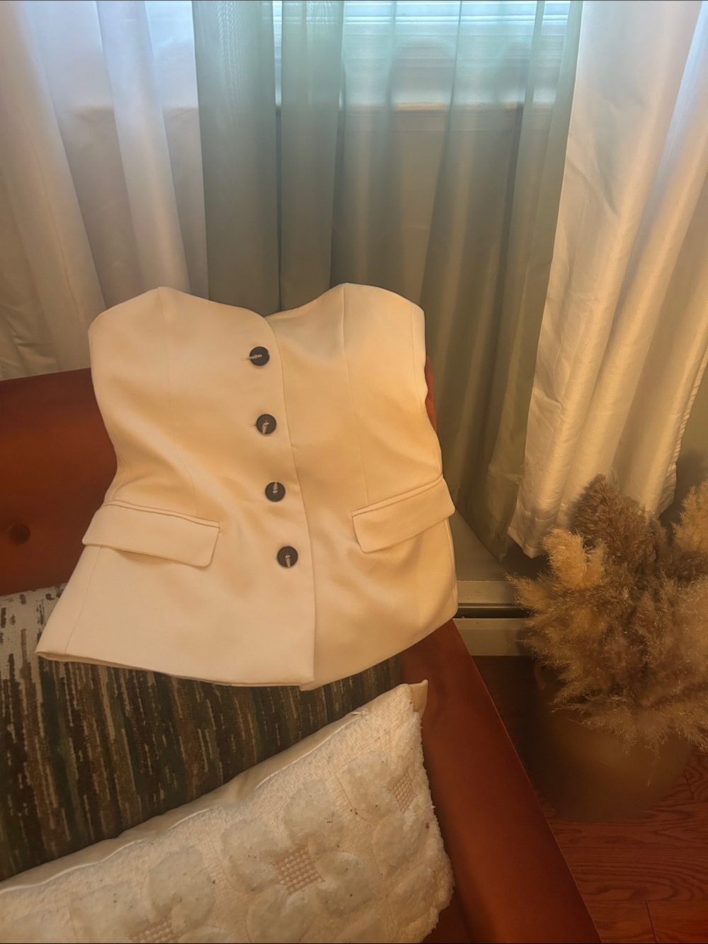 Zara Cream Strapless Buttoned Jumpsuit Set - Picture 5 of 14